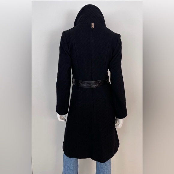 Mackage Black Trench Coat with Belt - Picture 3 of 13